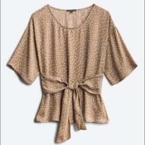 Julianne beige tie front blouse, size small